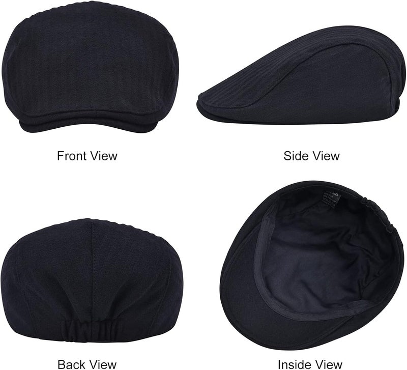 STARANCE 2 Pack Newsboy Hats for Men Wool Blend Ivy Driving Flat Cap - Image 3
